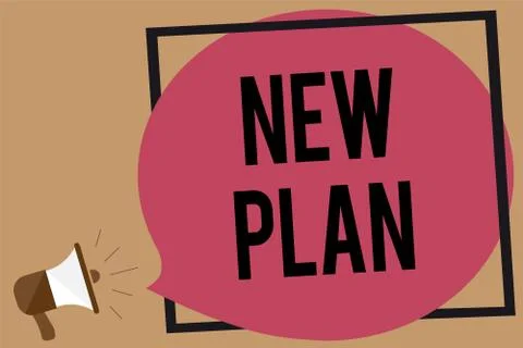 Writing note showing New Plan. Business photo showcasing Start of a detailed  Stock Illustration