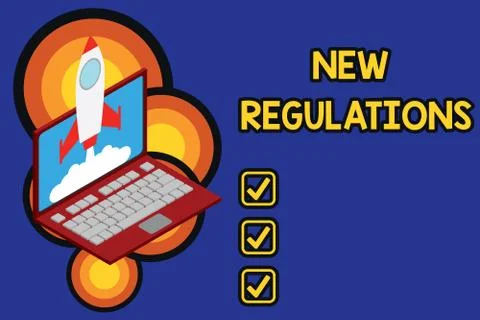 Writing note showing New Regulations. Business photo showcasing Regulation Illustrazione stock