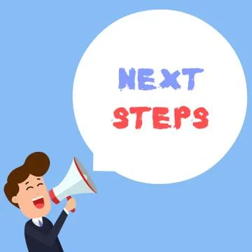 Writing note showing Next Steps. Business photo showcasing something you do or Stock Illustration