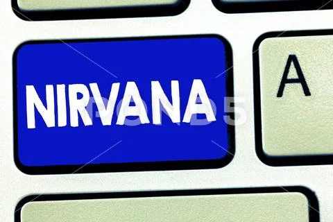 Writing note showing Nirvana. Business photo showcasing Transcendent state of Stock Photos