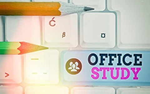 Writing note showing Office Study. Business photo showcasing any location or Fotos de archivo