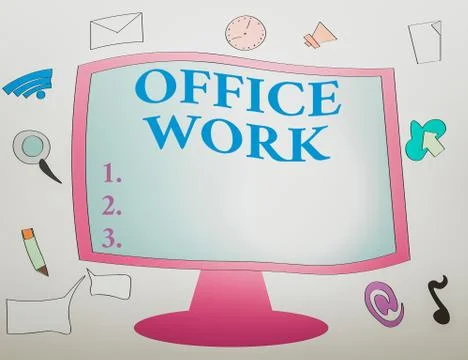 Writing note showing Office Work. Business photo showcasing a work that Stock Illustration