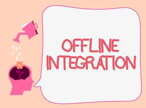 Writing note showing Offline Integration. Business photo showcasing First Triad Ilustración de archivo