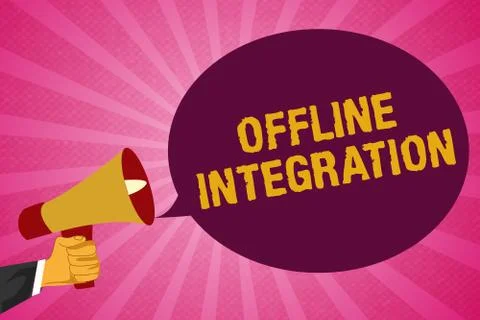 Writing note showing Offline Integration. Business photo showcasing First Tri Ilustración de archivo