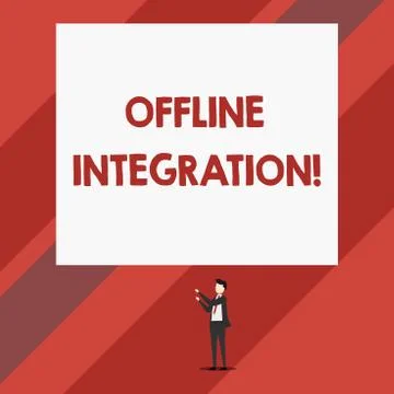 Writing note showing Offline Integration. Business photo showcasing First Triad Ilustración de archivo