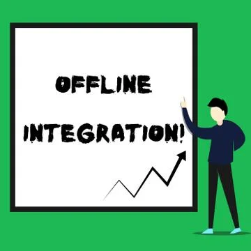 Writing note showing Offline Integration. Business photo showcasing First Triad Ilustración de archivo