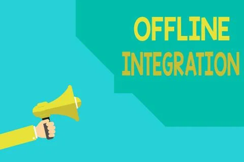 Writing note showing Offline Integration. Business photo showcasing First Triad Ilustración de archivo