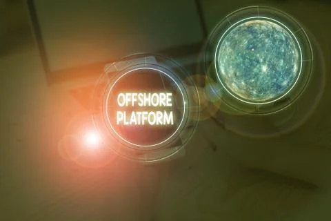 Writing note showing Offshore Platform. Business photo showcasing structure with Stock Photos
