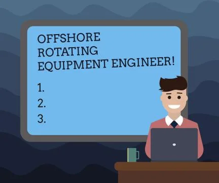 Writing note showing Offshore Rotating Equipment Engineer. Business photo Stock Illustration