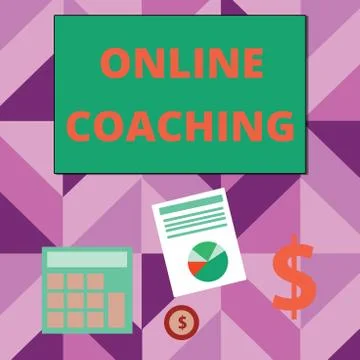Writing note showing Online Coaching. Business photo showcasing Learning from 스톡 일러스트