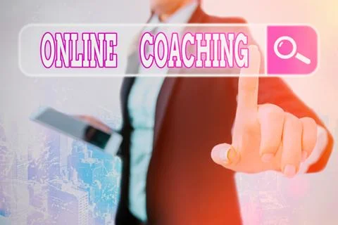 Writing note showing Online Coaching. Business photo showcasing Learning from Fotos de archivo