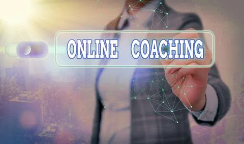 Writing note showing Online Coaching. Business photo showcasing Learning from Foto stock