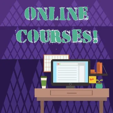 Writing note showing Online Courses. Business photo showcasing courses deliver a Stock-Illustration