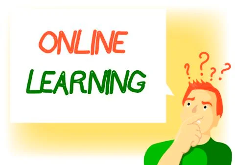 Writing note showing Online Learning. Business photo showcasing Larning with the イラスト素材
