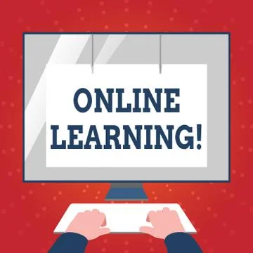 Writing note showing Online Learning. Business photo showcasing refers to course Stock Illustration