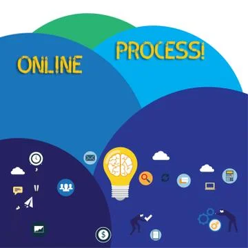 Writing note showing Online Process. Business photo showcasing An automated way Illustrazione stock