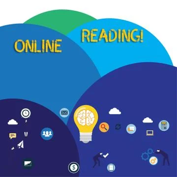 Writing note showing Online Reading. Business photo showcasing process of Stock Illustration