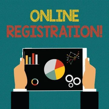 Writing note showing Online Registration. Business photo showcasing System fo Illustrazione stock