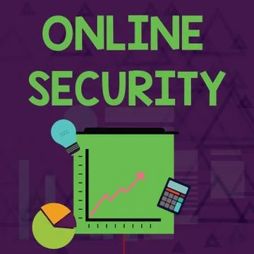 Writing note showing Online Security. Business photo showcasing rules to protect Stock Illustration