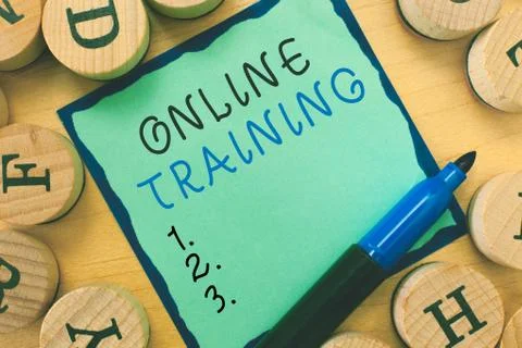 Writing note showing  Online Training. Business photo showcasing Take th Foto stock