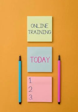 Writing note showing Online Training. Business photo showcasing Take the Fotos de archivo