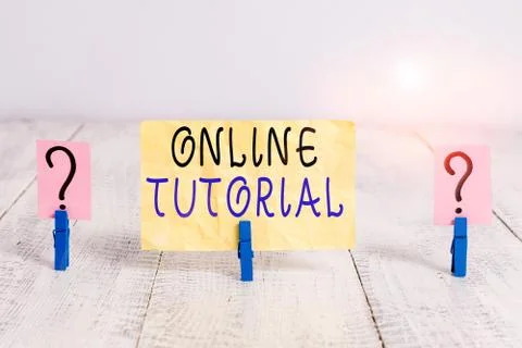Writing note showing Online Tutorial. Business photo showcasing process of Fotos de archivo