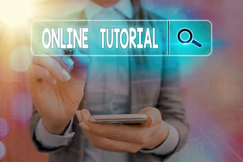 Writing note showing Online Tutorial. Business photo showcasing An individual is 写真素材