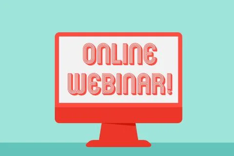 Writing note showing Online Webinar. Business photo showcasing online meeting or Stock Illustration