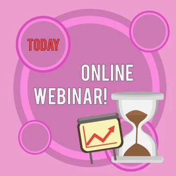 Writing note showing Online Webinar. Business photo showcasing online meeting or Illustrazione stock