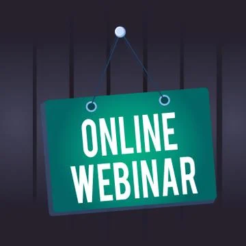 Writing note showing Online Webinar. Business photo showcasing online meeting or Stock Illustration