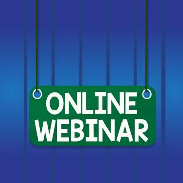 Writing note showing Online Webinar. Business photo showcasing online meeting or Stock Illustration