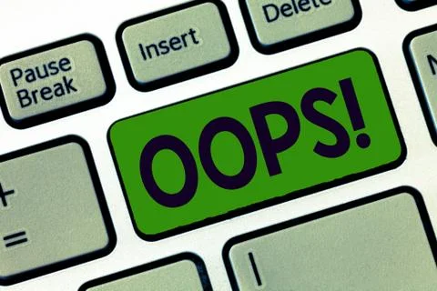 Writing note showing Oops. Business photo showcasing used to show recognition Foto stock