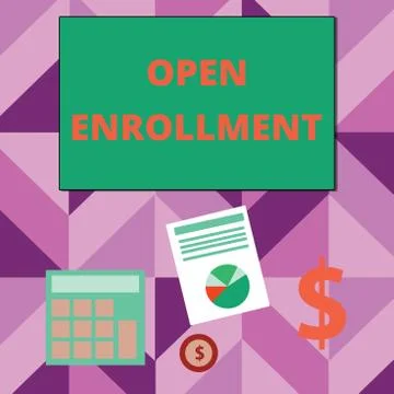 Writing note showing Open Enrollment. Business photo showcasing The yearly Stock-Illustration