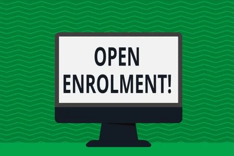 Writing note showing Open Enrolment. Business photo showcasing student public Illustrazione stock