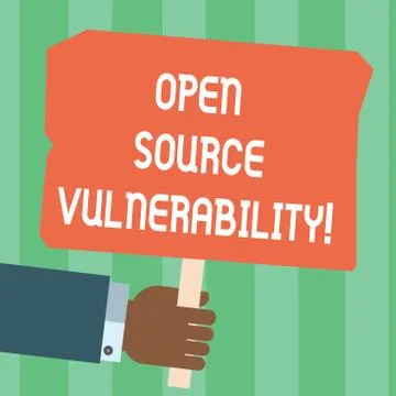 Writing note showing Open Source Vulnerability. Business photo showcasing Stock Illustration