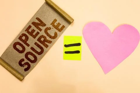 Writing note showing Open Source. Business photo showcasing denoting software Foto stock