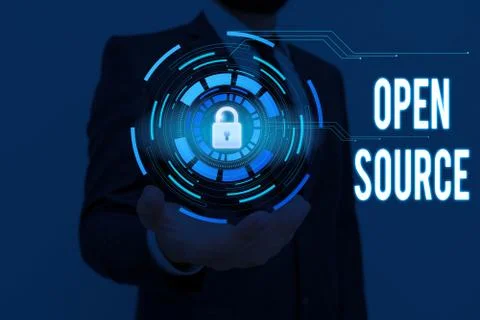 Writing note showing Open Source. Business photo showcasing denoting software Stock Photos