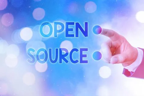 Writing note showing Open Source. Business photo showcasing contains the source Photos
