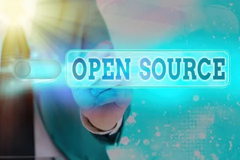 Writing note showing Open Source. Business photo showcasing contains the source Photos