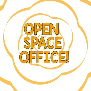 Writing note showing Open Space Office. Business photo showcasing minimizes use Stock Illustration