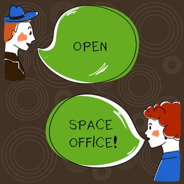 Writing note showing Open Space Office. Business photo showcasing minimizes use Stock Illustration
