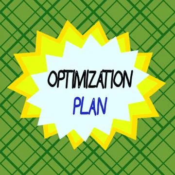 Writing note showing Optimization Plan. Business photo showcasing Finding an Stock Illustration