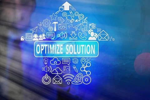 Writing note showing Optimize Solution. Business photo showcasing process of 스톡 사진