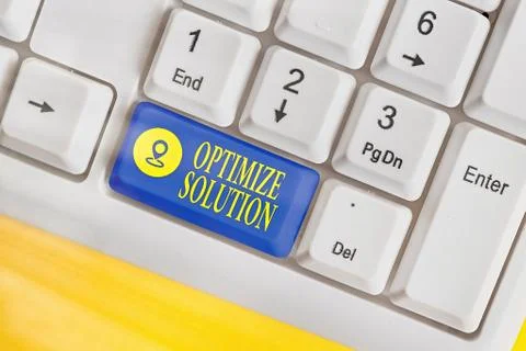 Writing note showing Optimize Solution. Business photo showcasing process of 스톡 사진