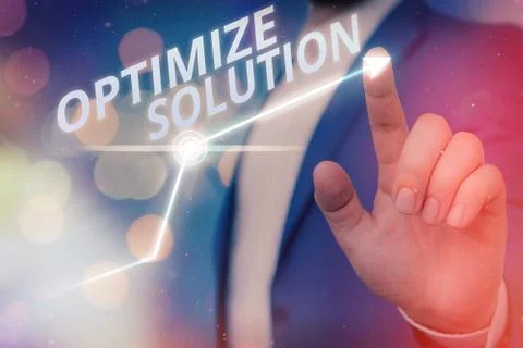 Writing note showing Optimize Solution. Business photo showcasing process of 스톡 사진
