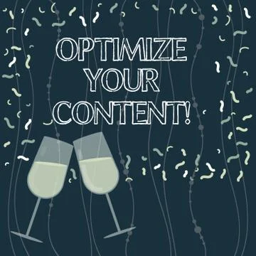Writing note showing Optimize Your Content. Business photo showcasing process of Illustrazione stock