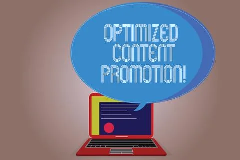 Writing note showing Optimized Content Promotion. Business photo showcasing イラスト素材