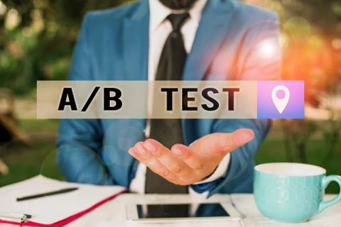 Writing note showing A Or B Test. Business photo showcasing test to determine Foto stock