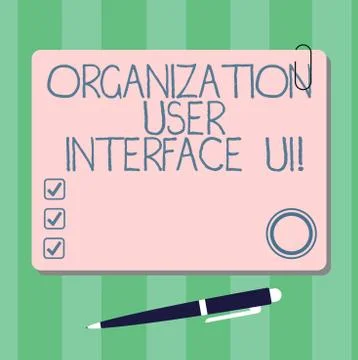 Writing note showing Organization User Interface Ui. Business photo showcasing Stock Illustration