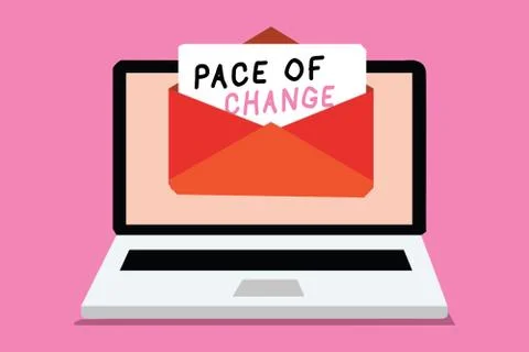 Writing note showing Pace Of Change. Business photo showcasing Shift in normal Stock Illustration